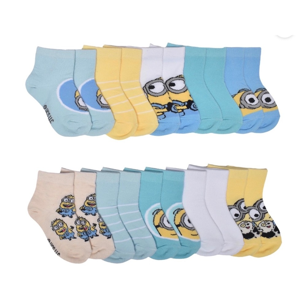 Minions Toddler 4T-5T Ankle Socks 20 Pair Blue Yellow Character Movie Multipack - Picture 5 of 6